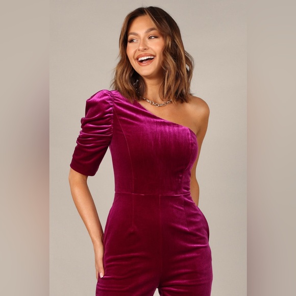 Like New!! Petal&Pup Raspberry One Shoulder Jumpsuit - Picture 2 of 6
